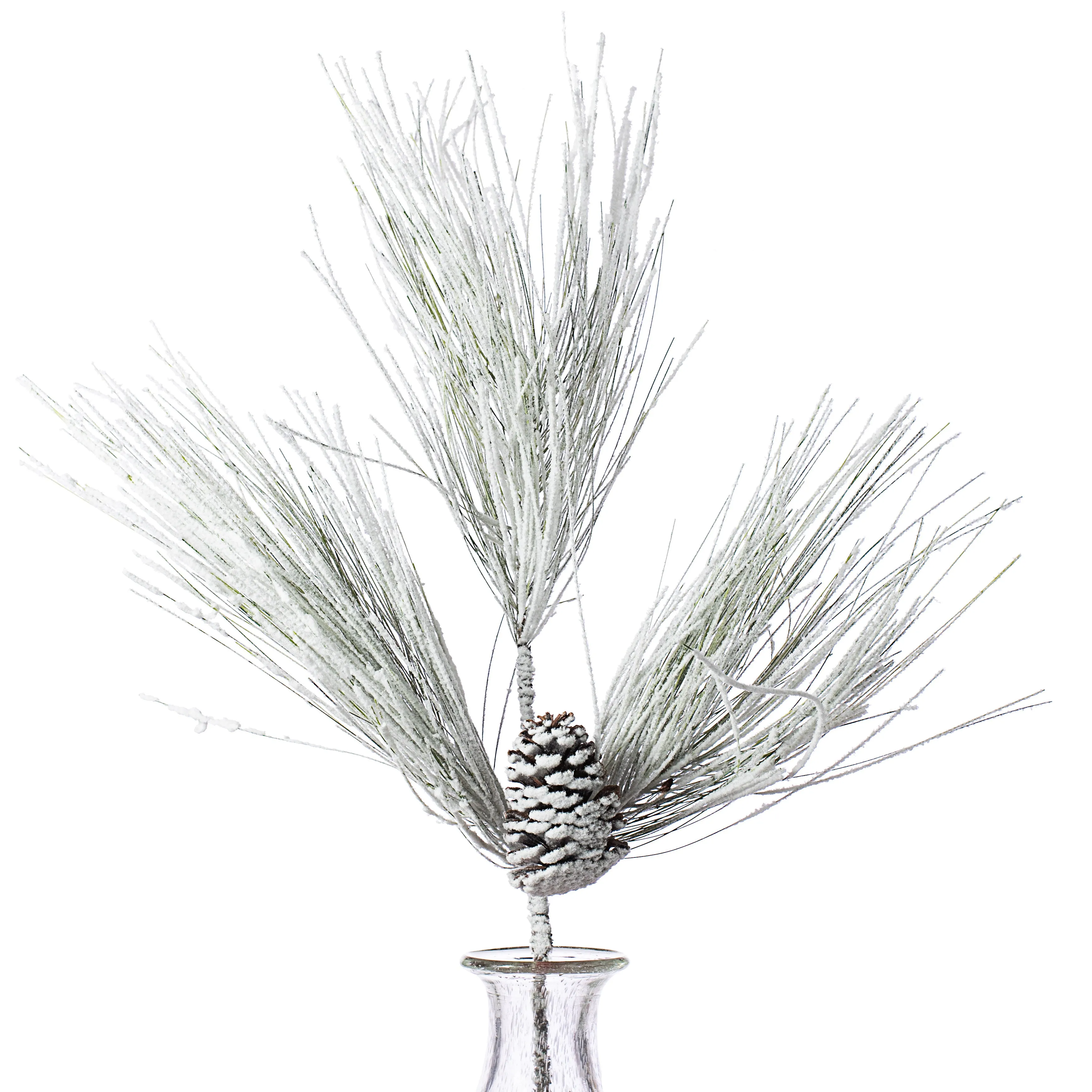 28" Pine With Pinecone Spray: Flocked
