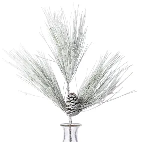 28" Pine With Pinecone Spray: Flocked