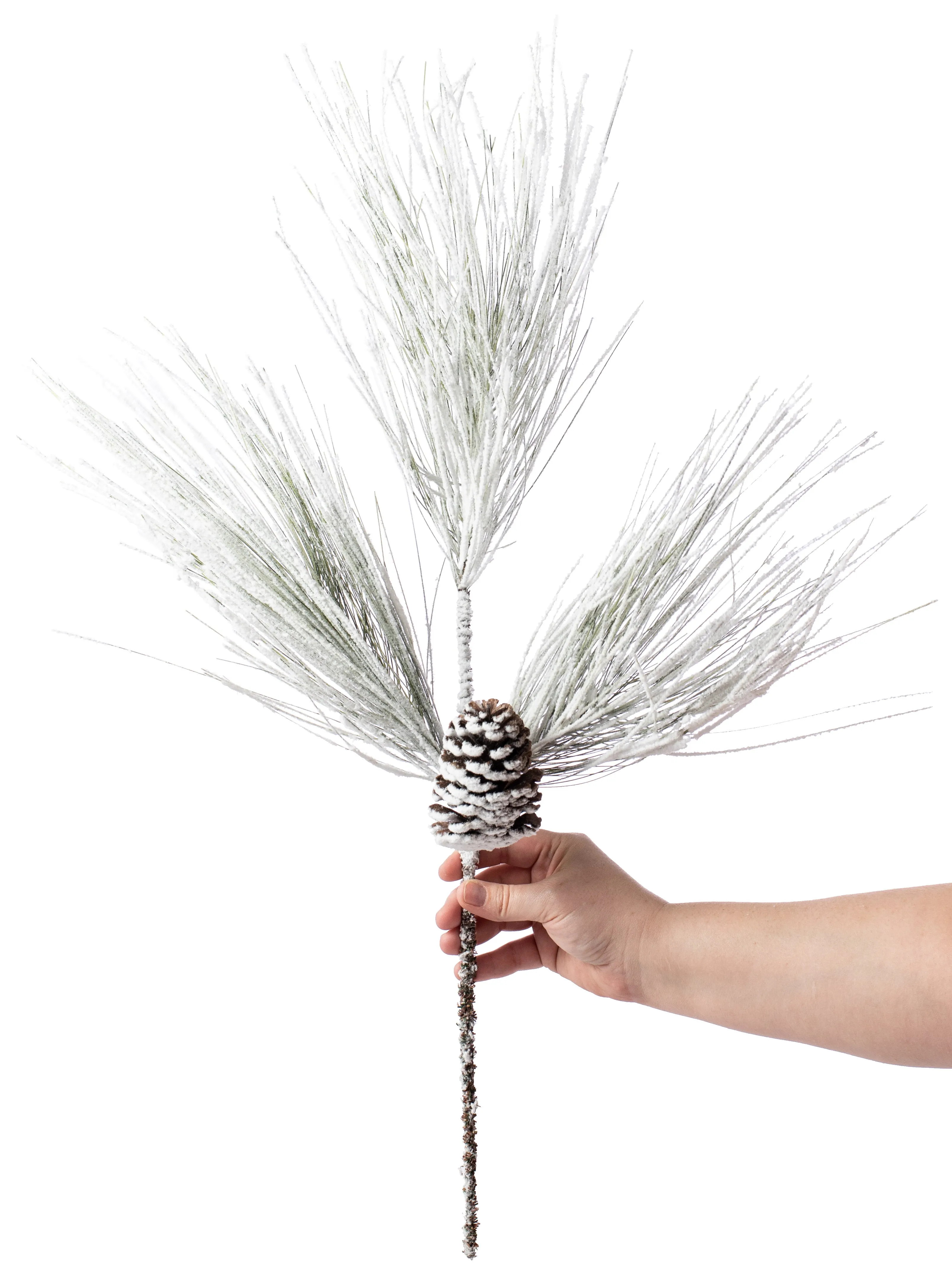 28" Pine With Pinecone Spray: Flocked
