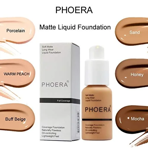 Aquapurity Phoera® Full Coverage Foundation Soft Matte Oil Control Concealer 30ml Flawless Cream Smooth Long Lasting (102 NUDE) 102 NUDE
