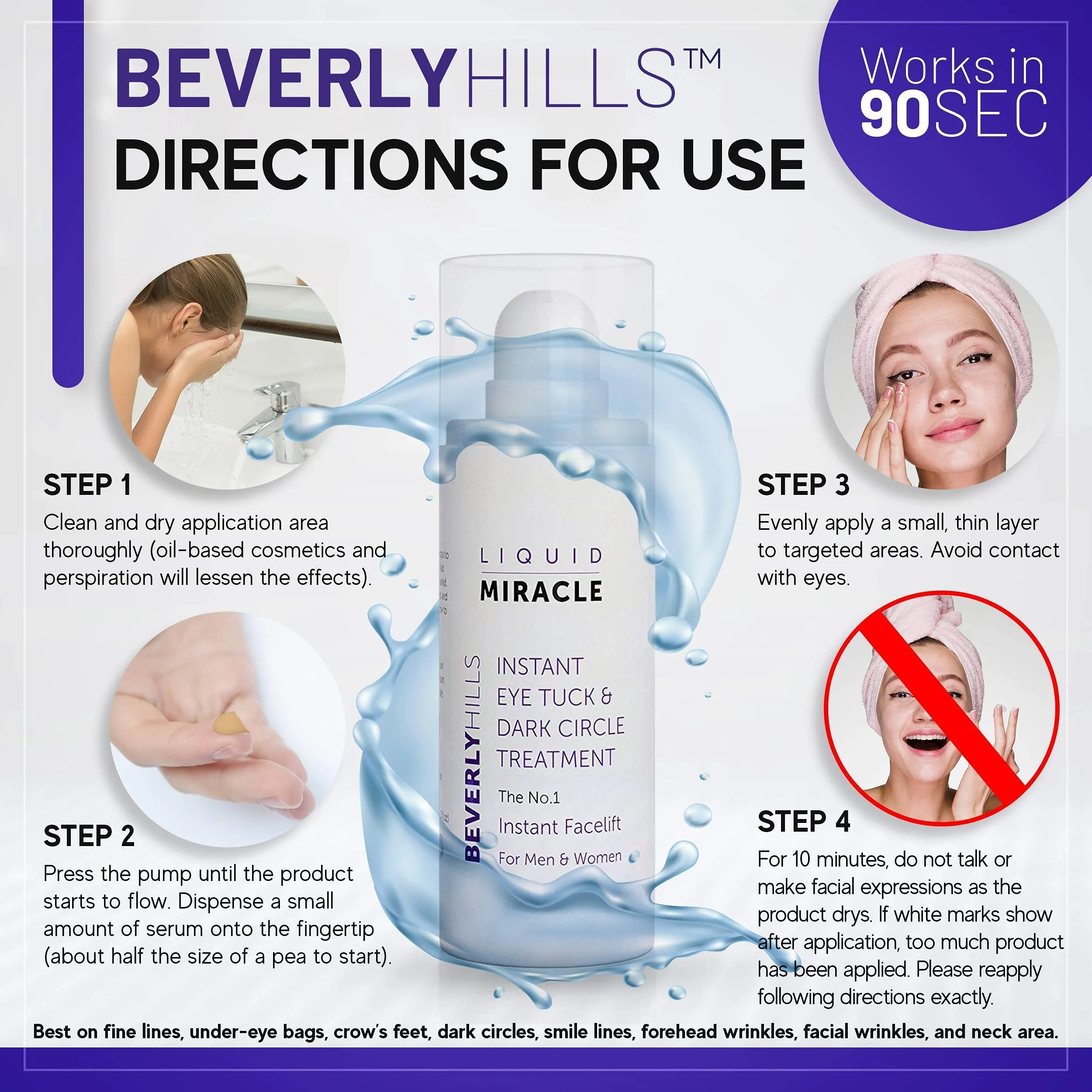 Beverly Hills Instant Facelift and Eye Serum Treatment for Dark Circles, Puffy Eyes, and Wrinkles