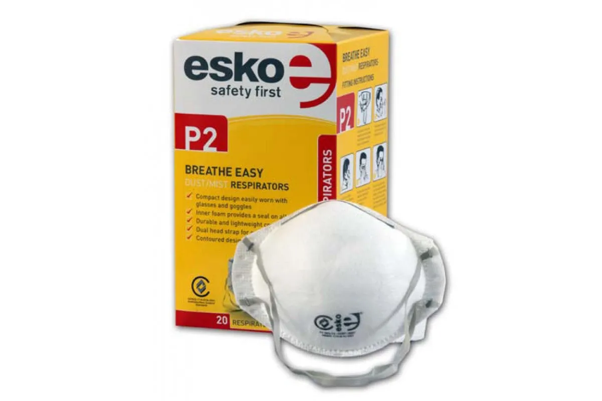 Esko Breathe Easy Disposable P2 Dust / Mist Respirator Masks 20 Pack