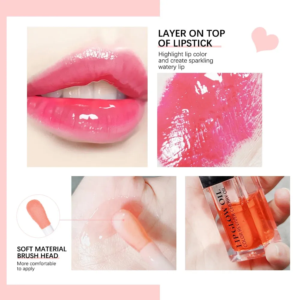 Hydrating Lip Glow Oil – Moisturizing Plumping Lip Gloss, Transparent & Tinted for Dry Lips & Lip Care | Perfect Gift for Mother's Day
