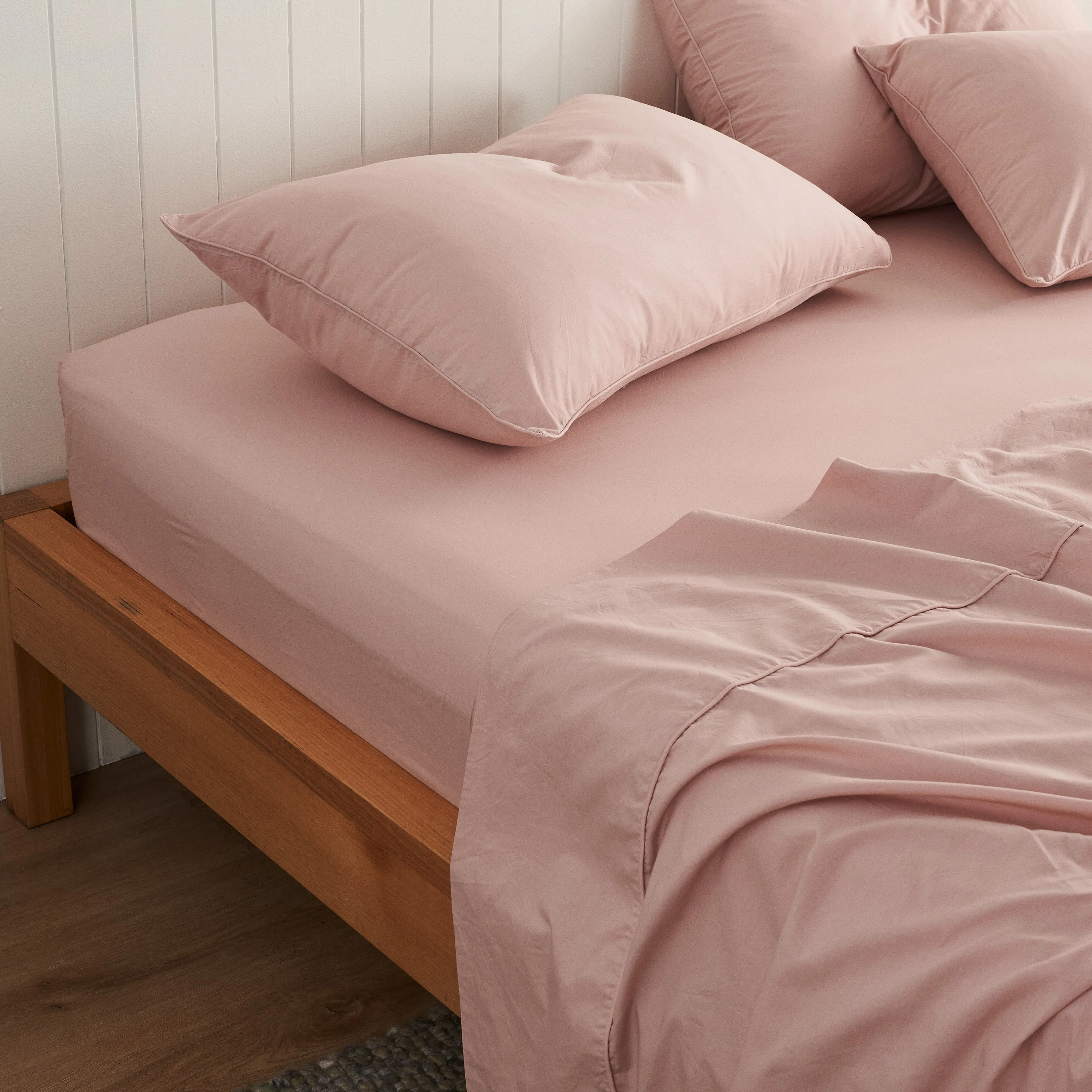 Leo Washed Cotton - Blush Flat Sheet