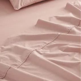 Leo Washed Cotton - Blush Flat Sheet