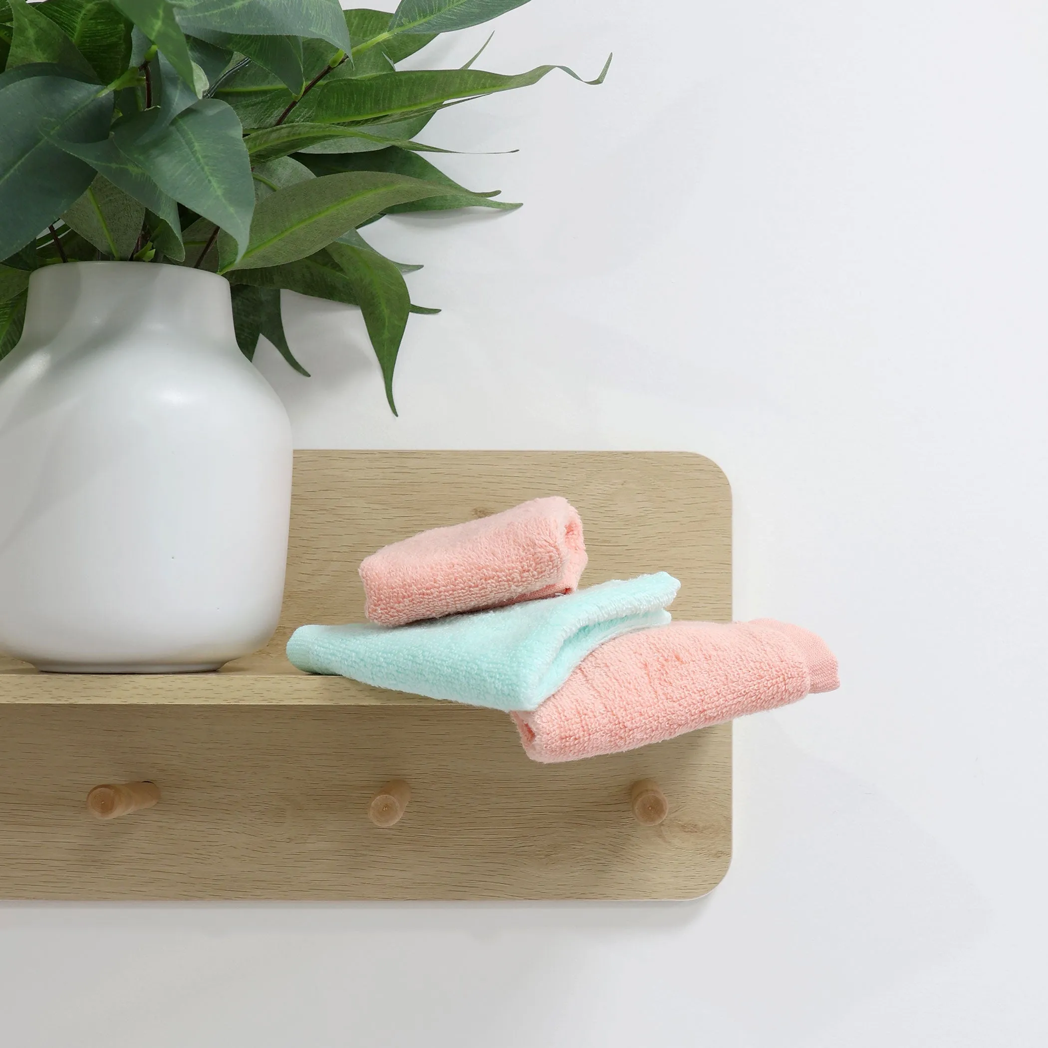 Nordic 3pk Wash Cloths Coral/Tiffany