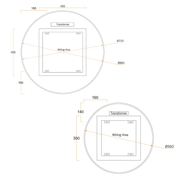 Thermogroup Ablaze Premium RS Range Back-Lit Mirror - 600mm to 900mm